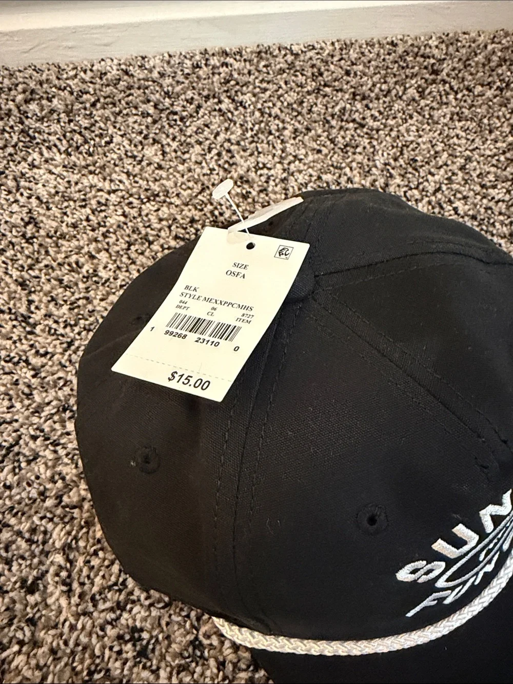 MAD Engine Black Baseball Cap with White Rope and Embroidered 'Sunday Funday'